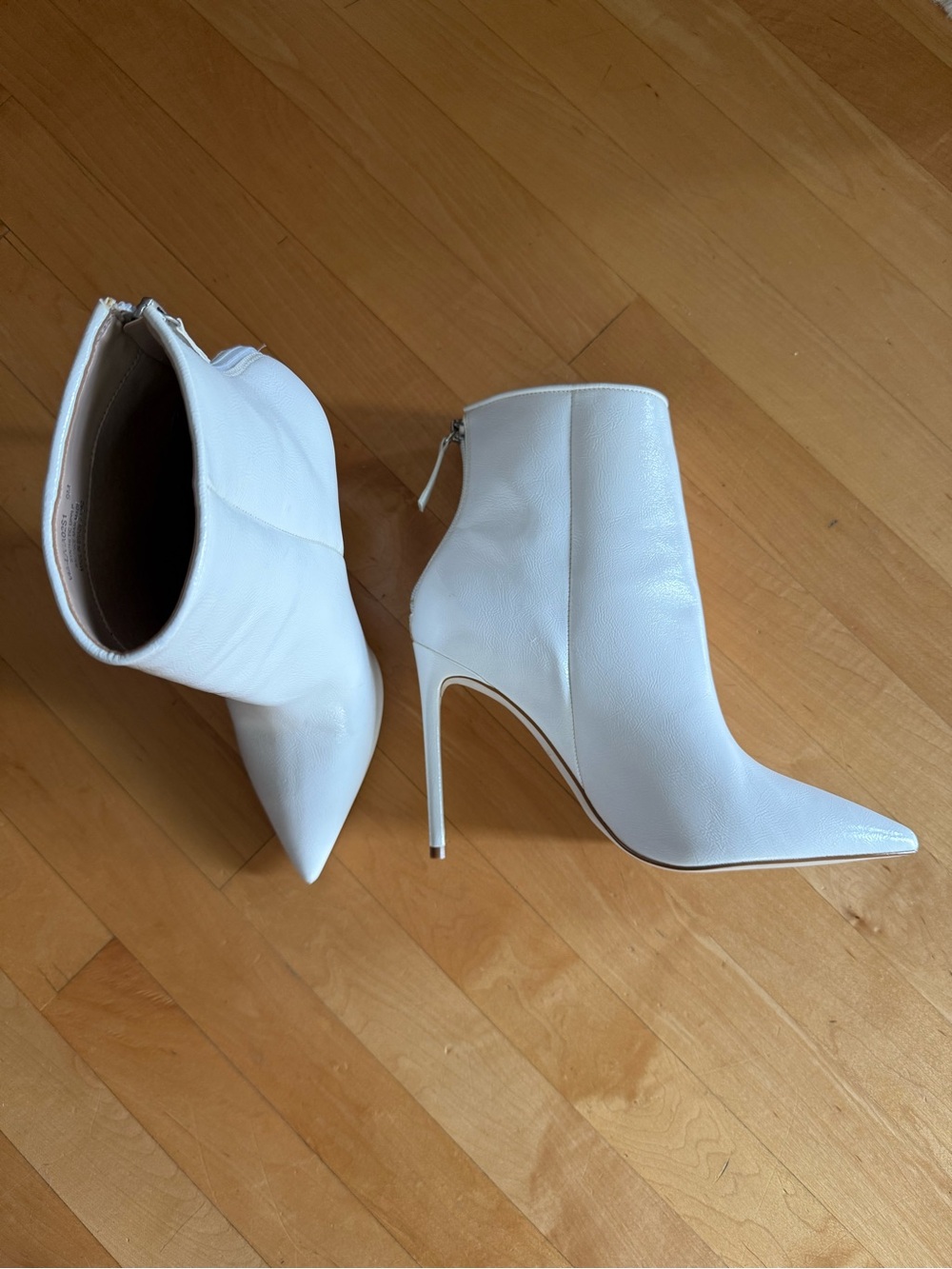 Steve Madden Women's White Pointed-Toe Stiletto Ankle Boots